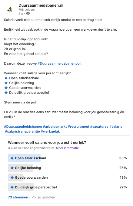 Week 10 Duurzaamheidsbanenpoll eindresultaat
