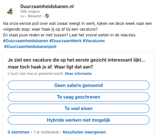Week 1 Duurzaamheidsbanenpoll