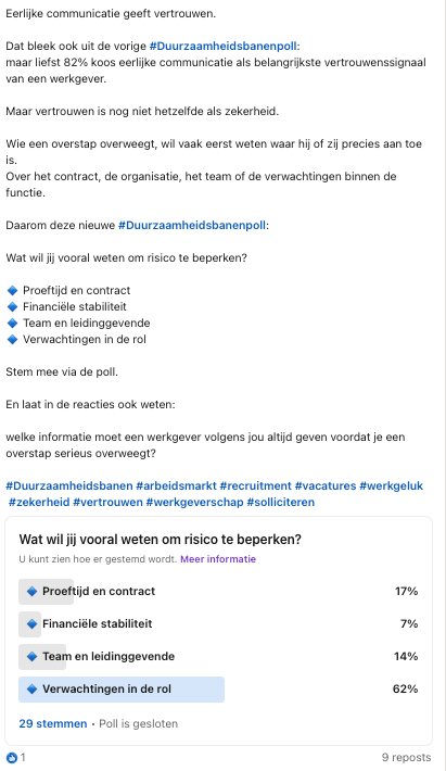 Week 16 Duurzaamheidsbanenpoll eindresultaat